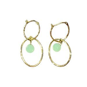 TAI Hoop Earrings in Gold & Green Glass New